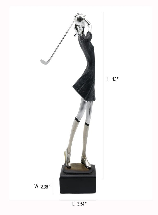 Lukitas Lady Golfer Statue and Sculpture, Golf Figurine Decor, Creative Modern Ornament for Office Living Room Decoration, Resin 13'' - Image 2